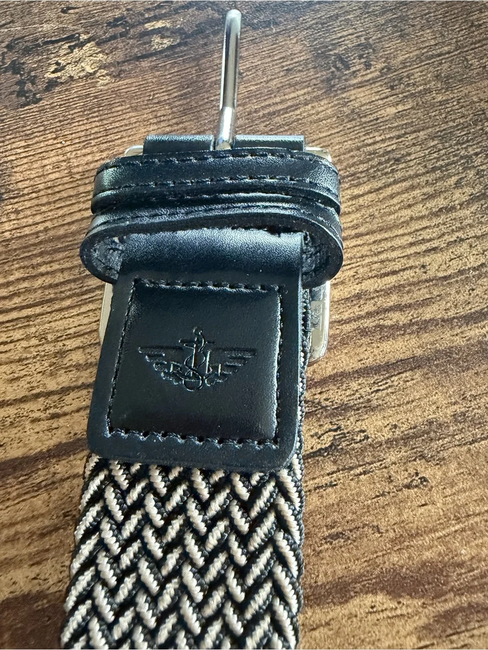 Dockers Black and Tan Woven Elastic Belt